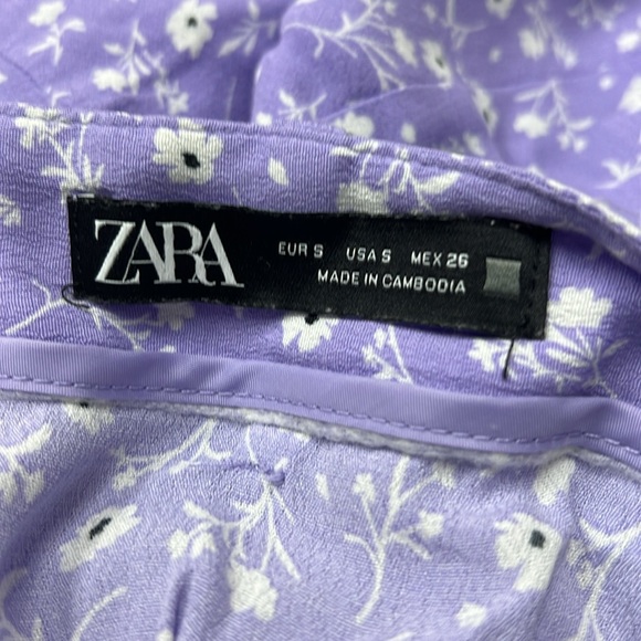 Zara Lavender Floral Print Mini Skirt Skort Flounce Hem Flowy Schoolgirl Small - Picture 8 of 10